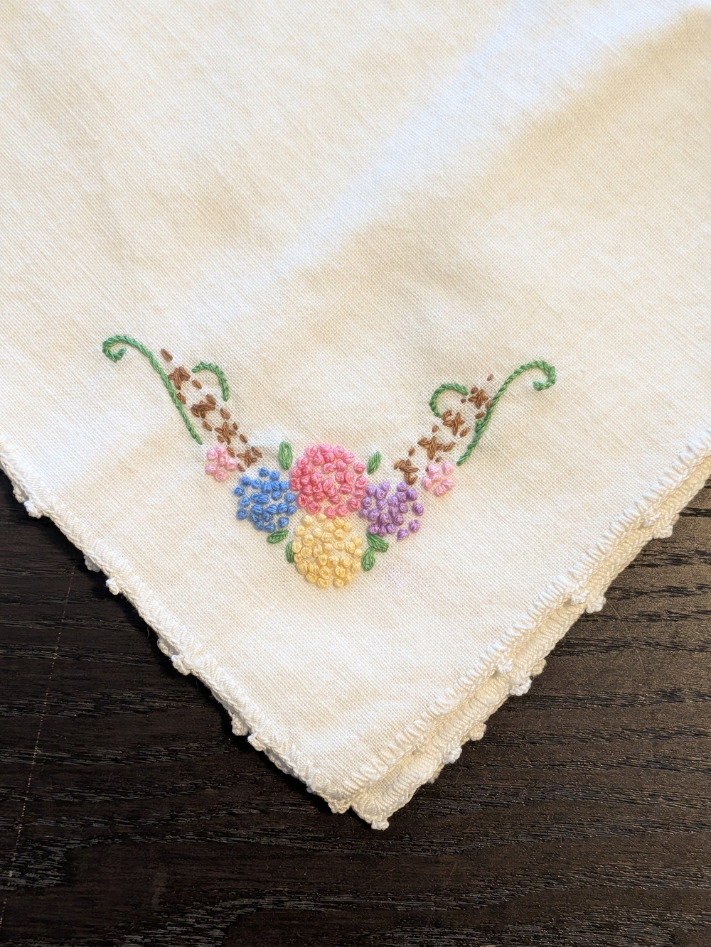 Vintage White Floral Hand Embroidered Cotton Napkins - Set of 8 - Picture 4 of 15